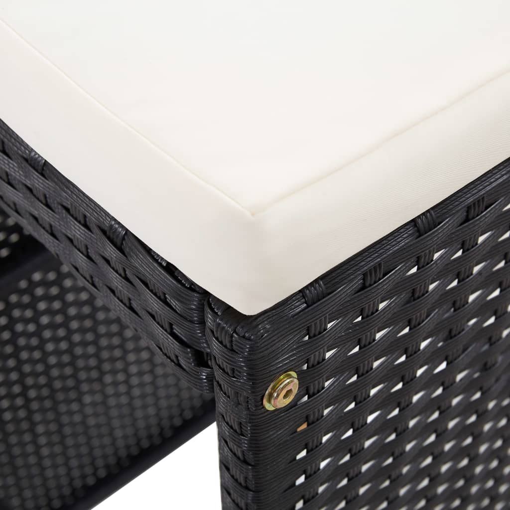 Emaga 9-cz. zestaw ogrodowych mebli barowych, ratan PE, czarny